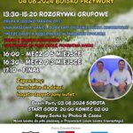 Puchar Wójta Gminy Tarnów Opolski 04.08.2024 Boisko Przywory 13:30-15:20 Rozgrywki Grupowe: - grupa A (boisko Tarnów Op.): Unia Raszowa-Daniec, Odra Kąty Opolski, Burza Kosorowice - grupa B: GKS Piomar, KS Piast Opole, Fiorentina Nakło 16:00 - mecz o 5 miejsce 16:30 - mecz o 3 miejsce 17:10 - finał Zapewniamy: dmuchańce dla dzieci bogato zaopatrzony bufet Beach Party 03.08.2024 sobota start godz. 20:00 koniec 02:00 Happy Socks by Phobia & Cassio Nowe boisko do piłki plażowej w Przyworach (obok boiska trawiastego)